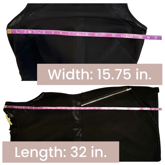 Women's | Gianni Bini | Vintage Black Asymmetric Zip Netted Bodycon Dress - S - Picture 8 of 8